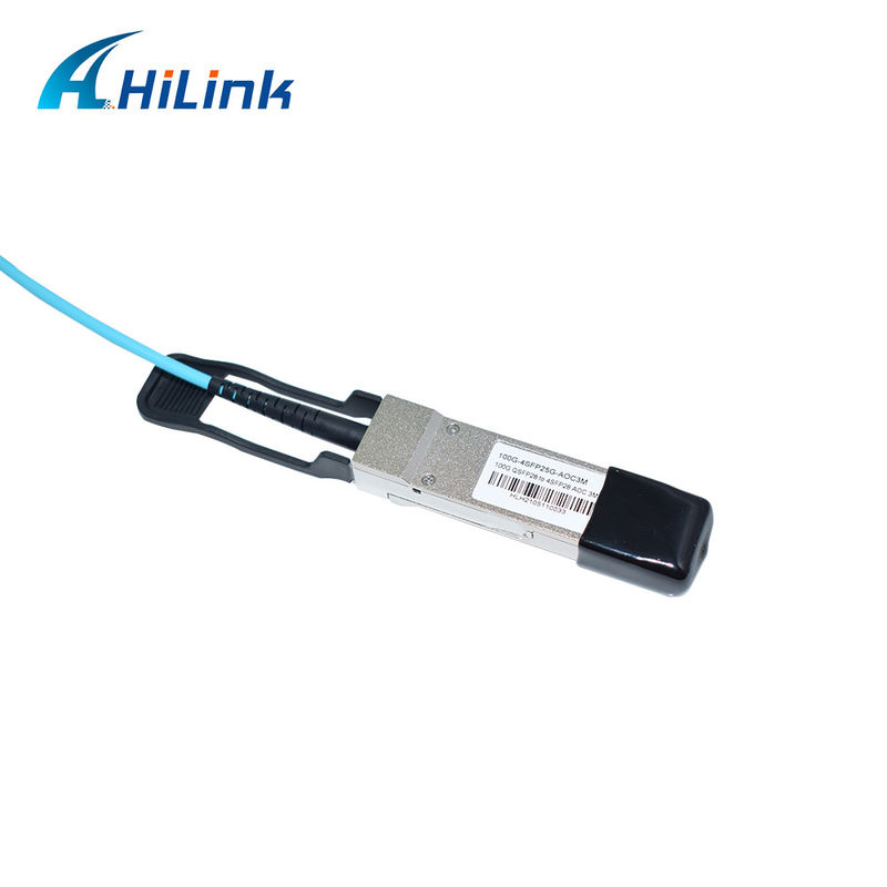 Zertifiziertes 100G QSFP28 bis 4xSFP28 AOC OM3 Breakout Active Optical Cable mit 1-5m Kabellänge und CE RoHS-Zertifizierung