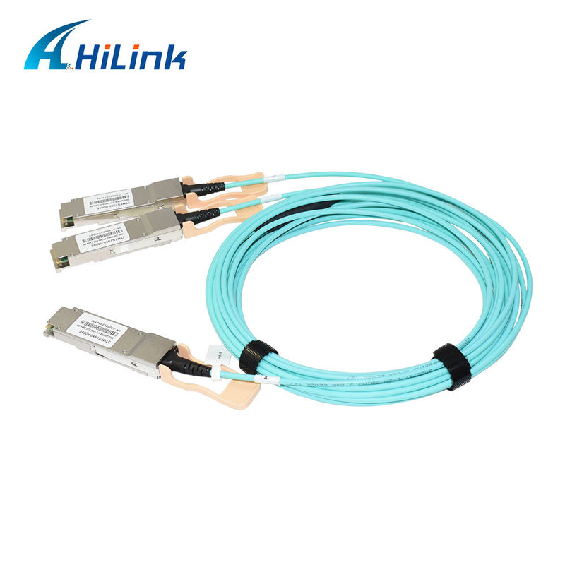 Zertifizierte 200G QSFP56 zu 2*QSFP28 2*100G Aktive Optische Kabel (AOC) Lösung für Datenübertragung bei extremen Temperaturen