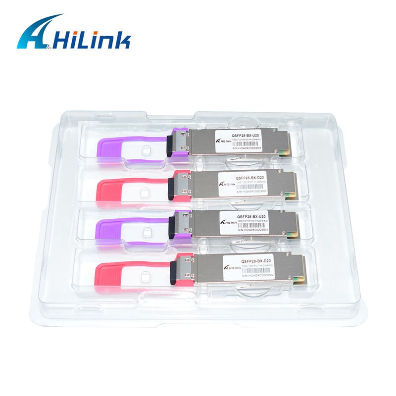 100G QSFP28 PAM4 20Km BIDI Optical Transceiver Hot Pluggable Simplex LC +3.3V 1271/1331nm EML+PIN Single mode