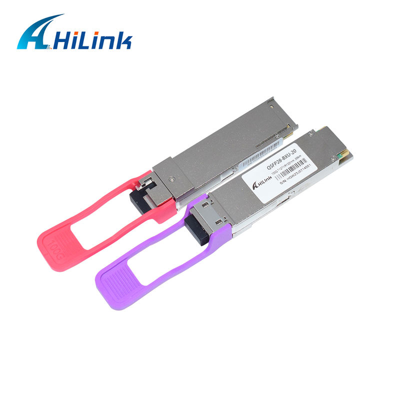 100G QSFP28 PAM4 20Km BIDI Optical Transceiver Hot Pluggable Simplex LC +3.3V 1271/1331nm EML+PIN Single mode