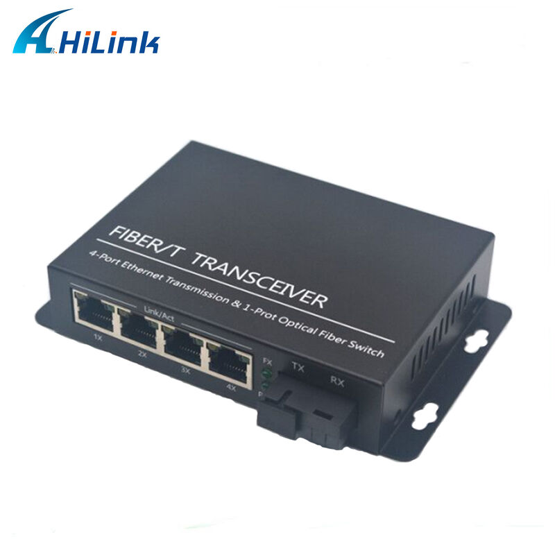 Hilink Gigabit Ethernet Glasfaser-Medienkonverter 1 Glasfaserport & 4 x 10/100/1000Base TX Konverter