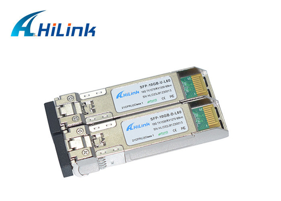 Verbindungsstück-Faser-Optiktransceiver 10G SFP+ BIDI Hilink LC Verdrahtungshandbuch 60KM 1270nm 1330nm