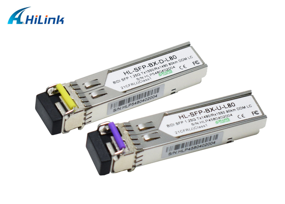 1000BASE 1.25G Transceiver-Modul des Ethernet-Gigabit-BIDI SFP+ TX1490/RX1550nm 80KM